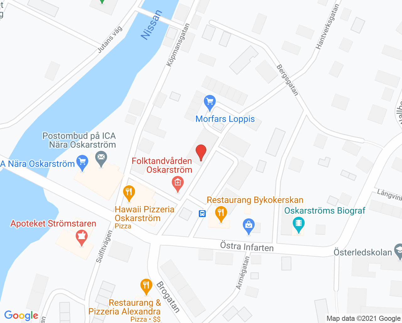Karta till Folktandvården Oskarström
