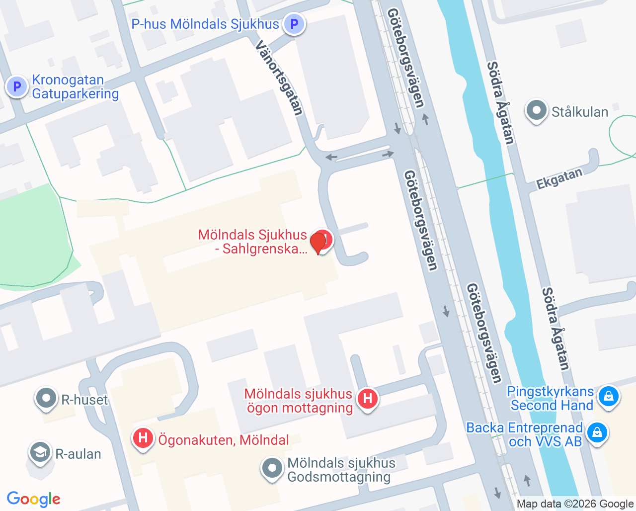 Karta till Akutmottagning Mölndal, Mölndal