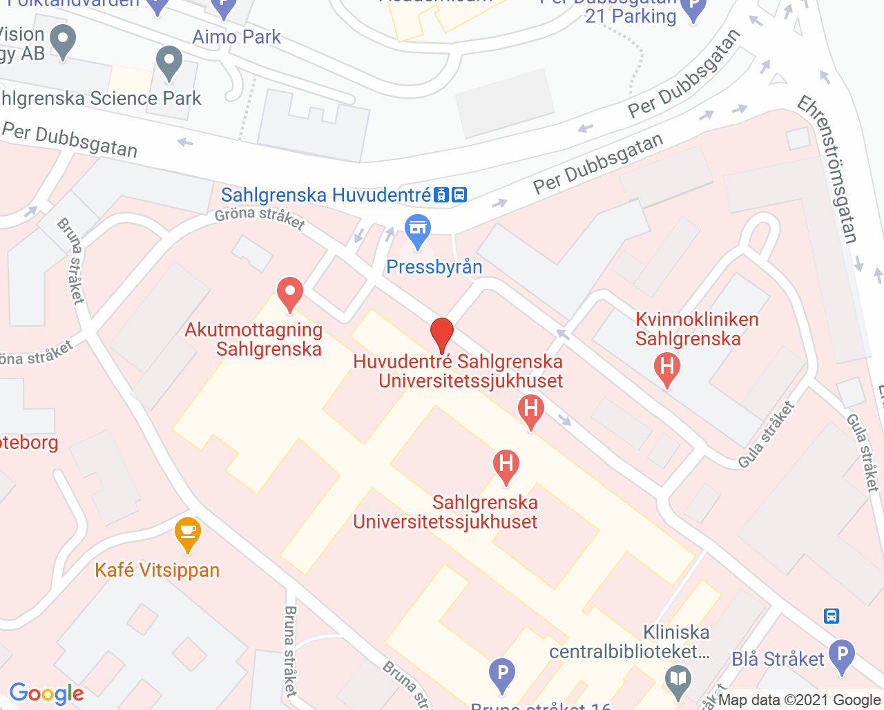 Karta till Mammografi Sahlgrenska, Göteborg
