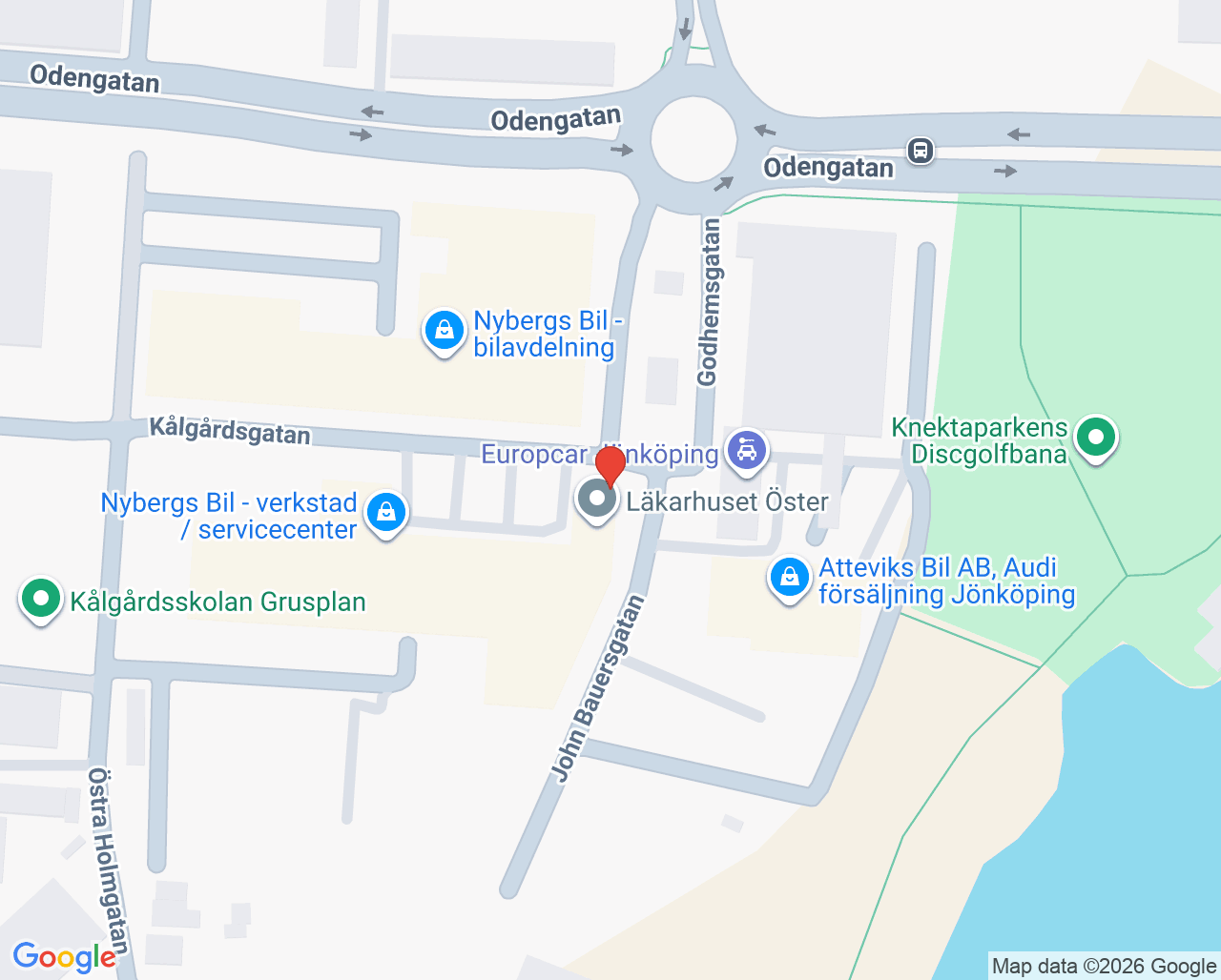 Karta till Läkarhuset Öster vårdcentral Jönköping