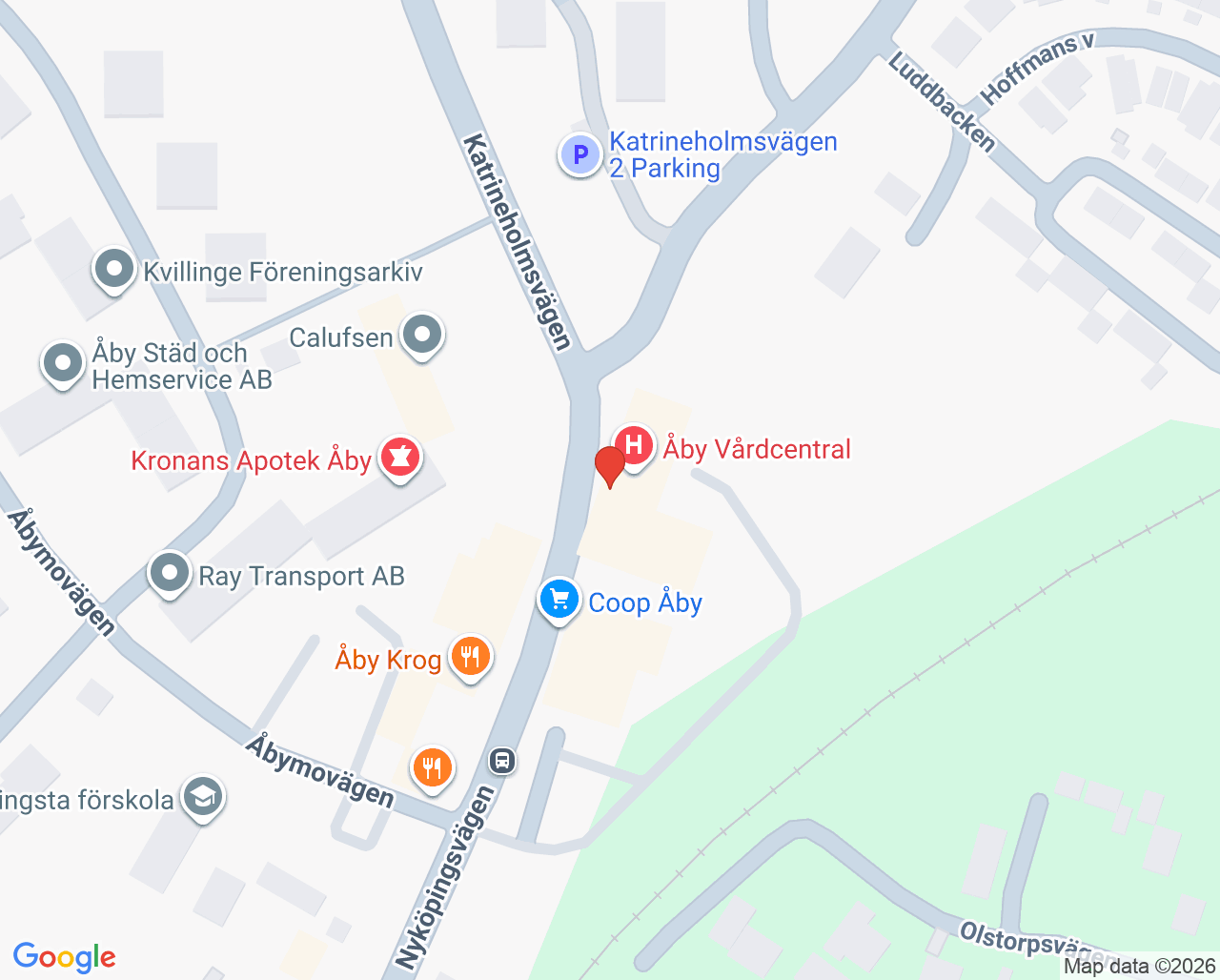 Karta till Vårdcentralen Åby