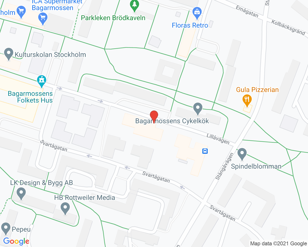 Karta till Meliva vårdcentral Bagarmossen