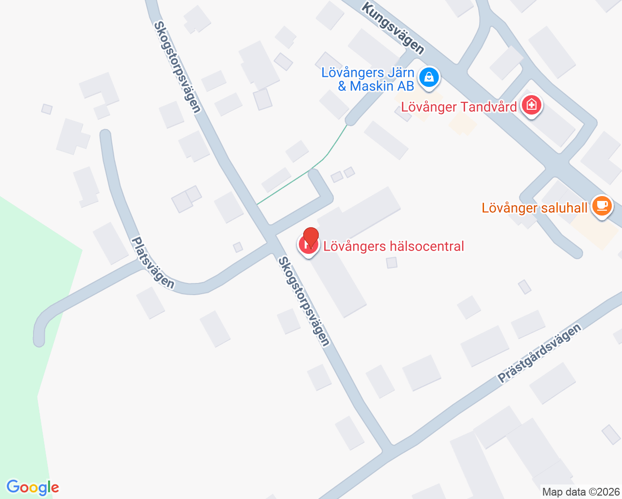 Karta till Lövångers hälsocentral