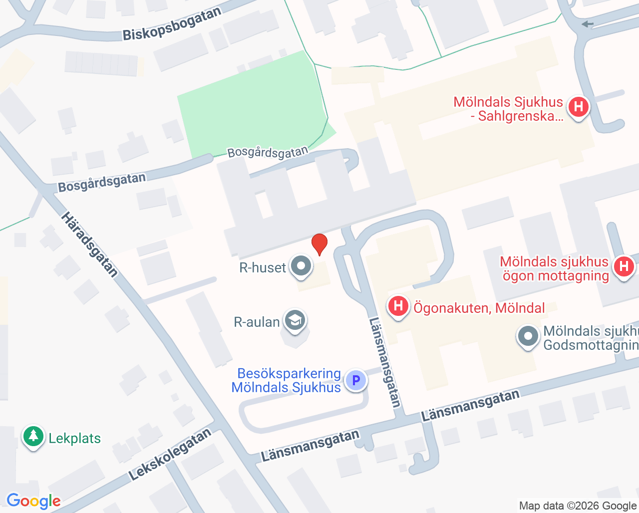 Karta till Avdelning 233 handkirurgi Mölndal, Mölndal