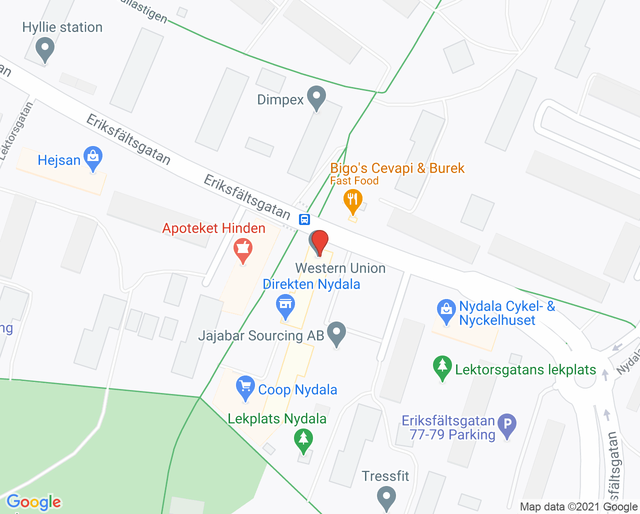 Karta till Barnmorskorna Malmö Nydala, Malmö