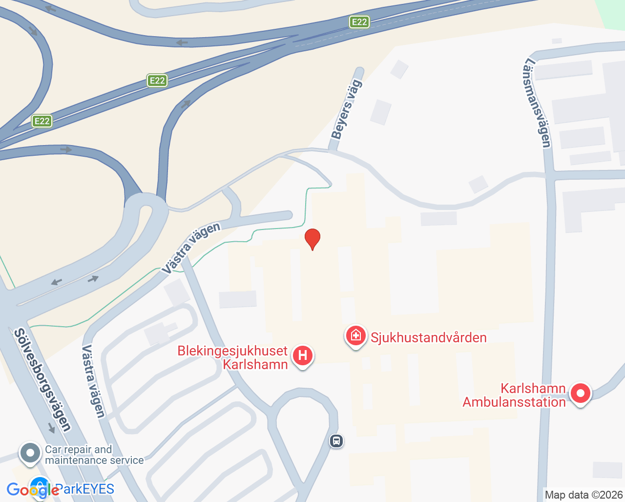 Karta till Medicinklinikens dagvård Karlshamn
