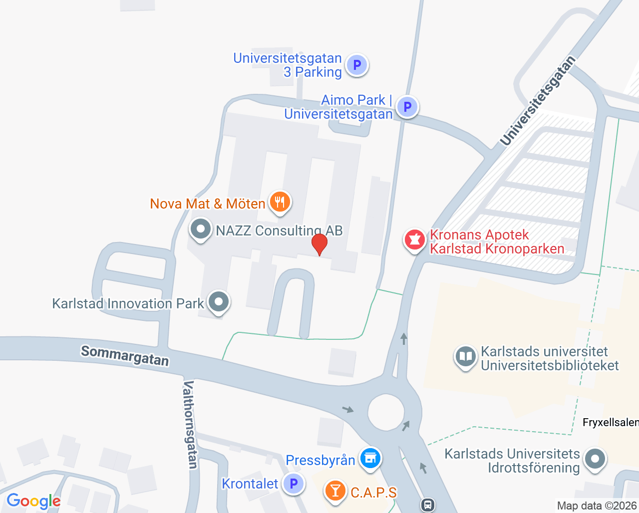 Karta till Fysioterapimottagningen Kronoparken, Karlstad