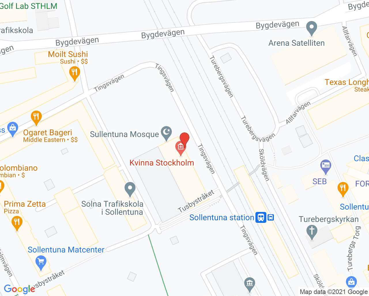 Karta till Närlaboratorium Tureberg, Karolinska Universitetssjukhuset