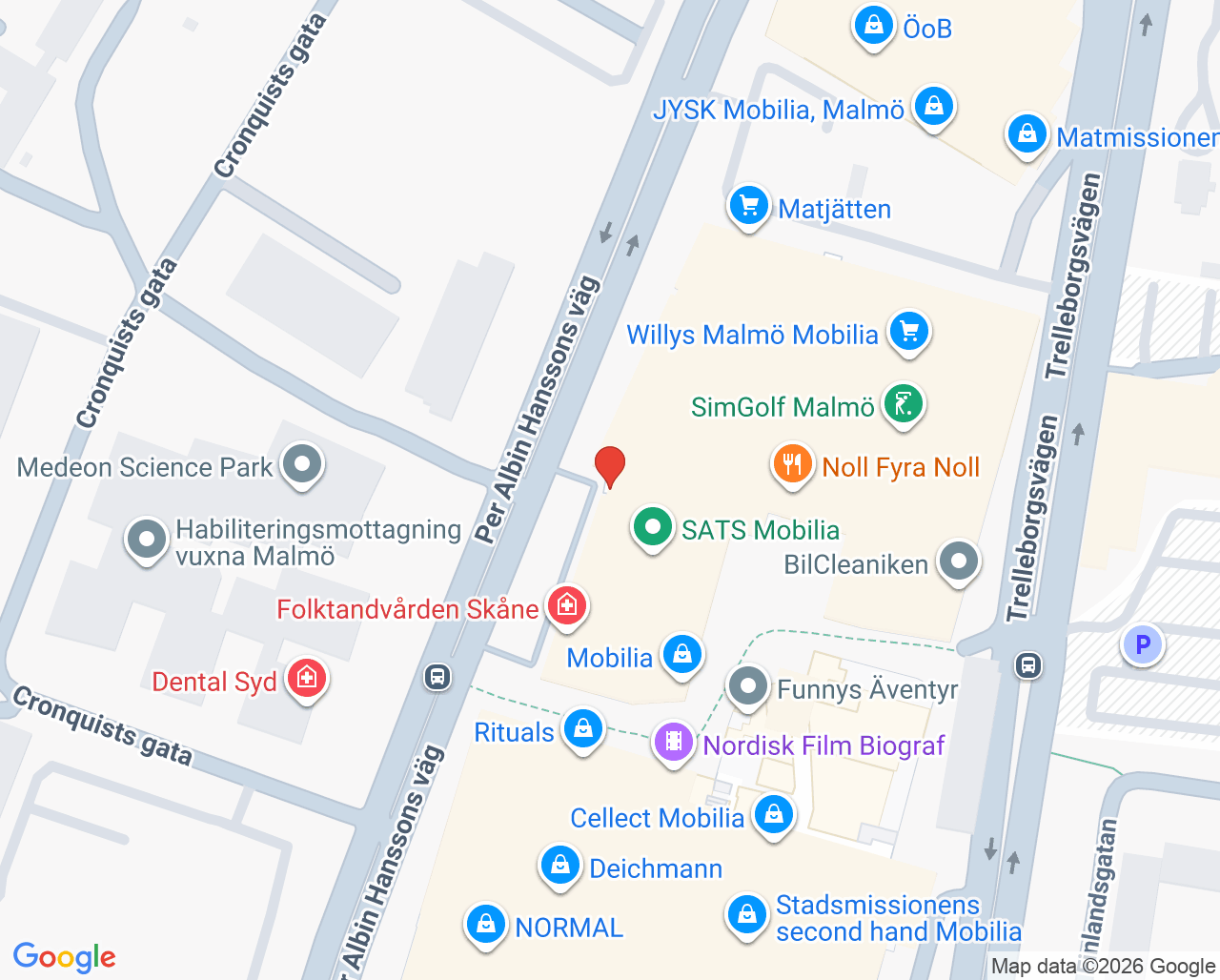 Karta till Barnläkargruppen Sparta Malmö