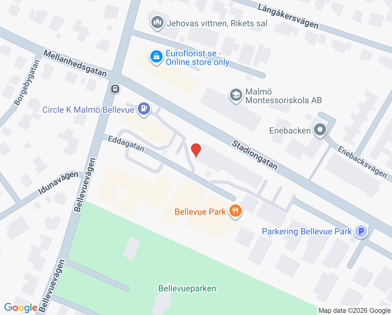 Karta till Psykoterapimottaging Örestadskliniken Malmö, Malmö