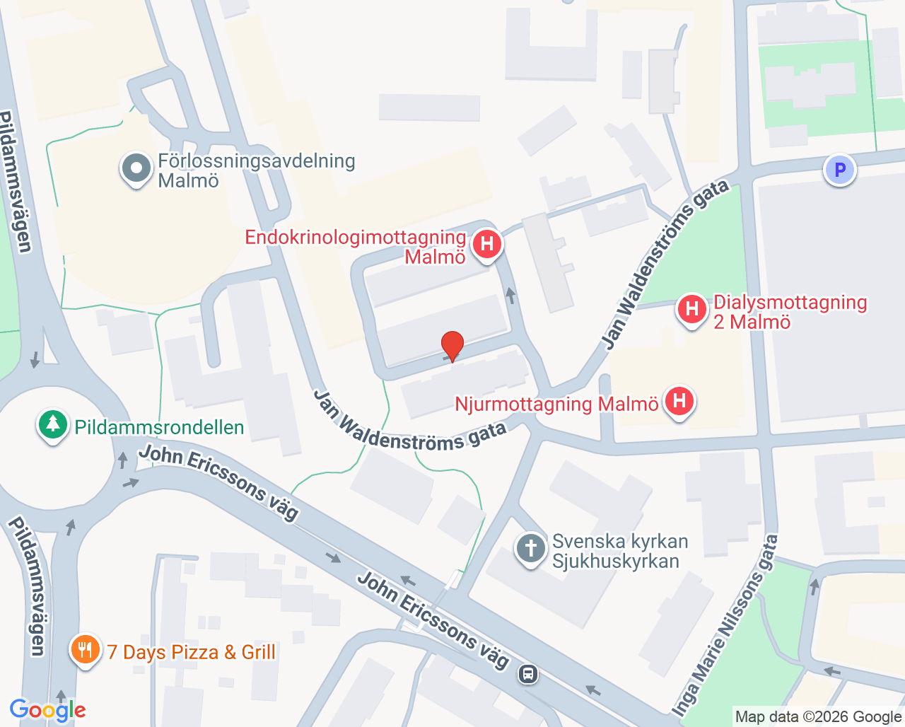 Karta till Unilabs Mammografi Malmö