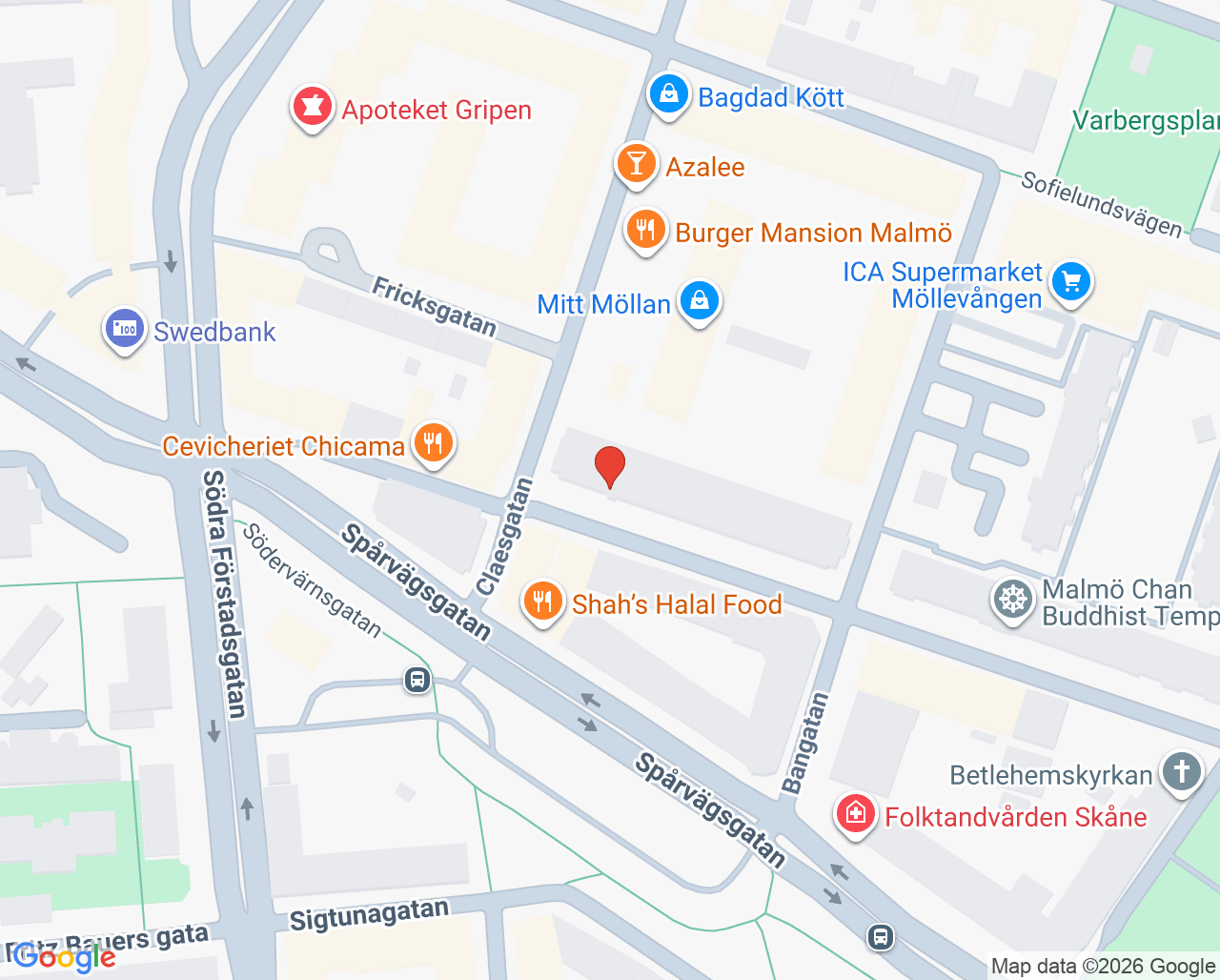 Karta till Altona Ögonklinik grå starr, Malmö