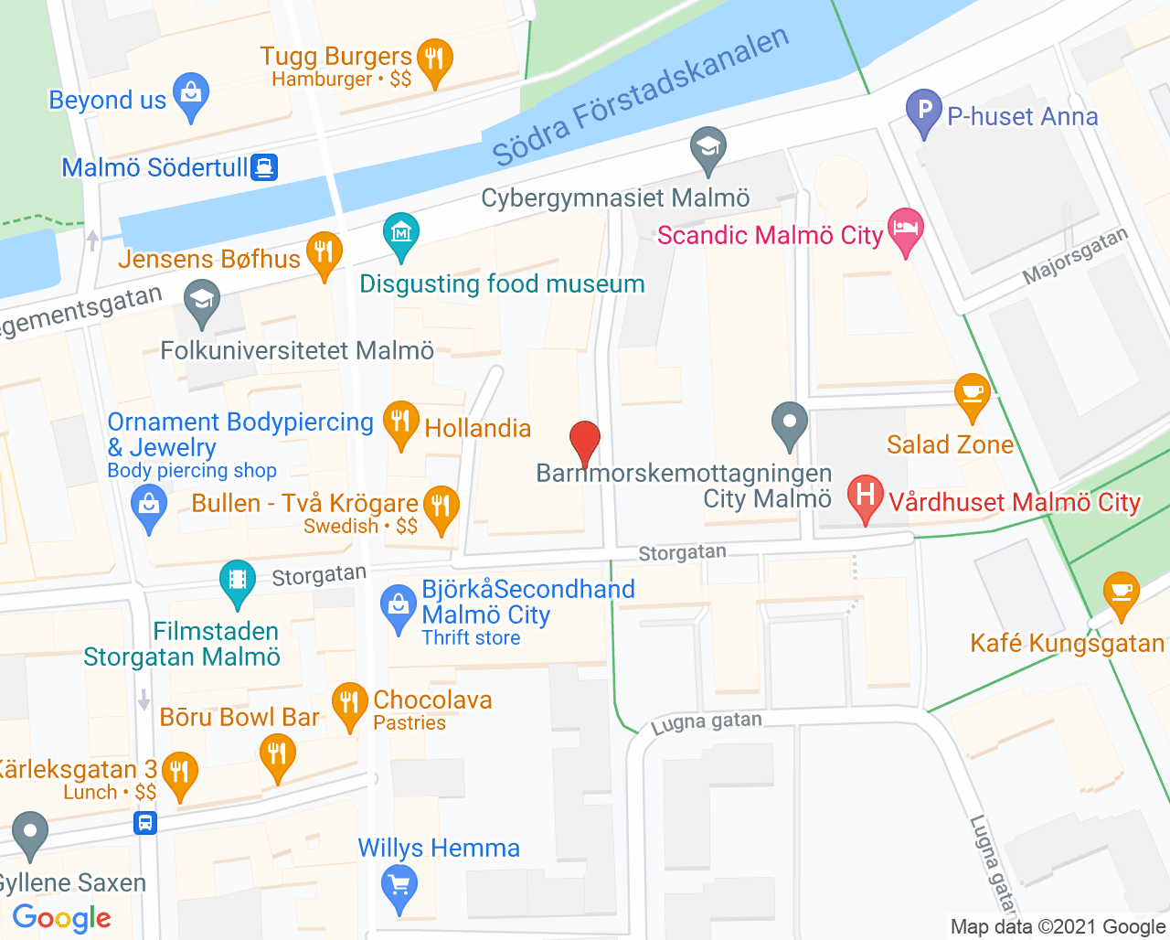 Karta till BVC Bambino City, Malmö