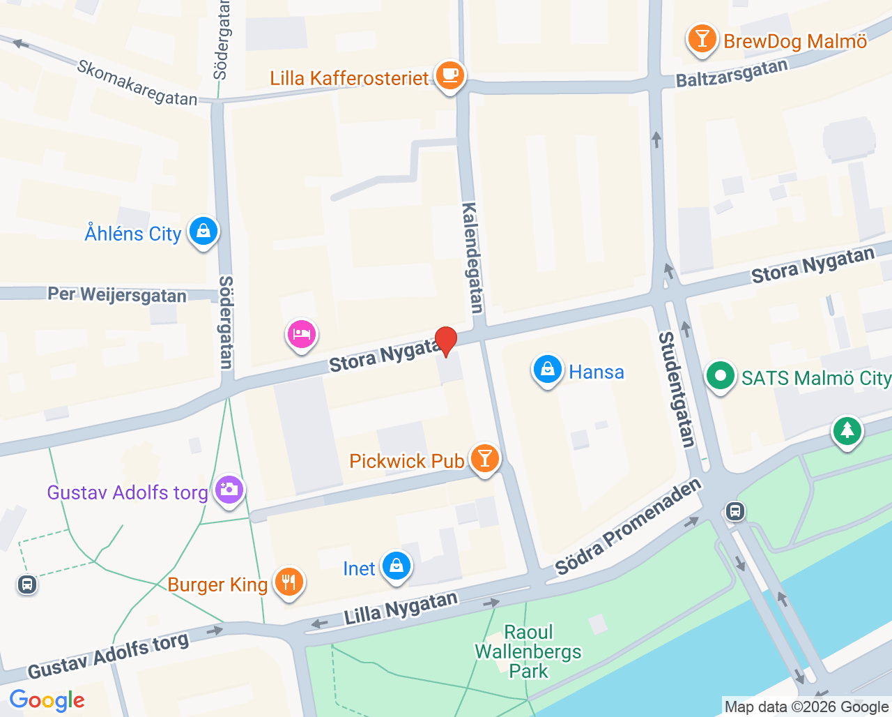 Karta till Bergman Clinics Malmö Ögonklinik