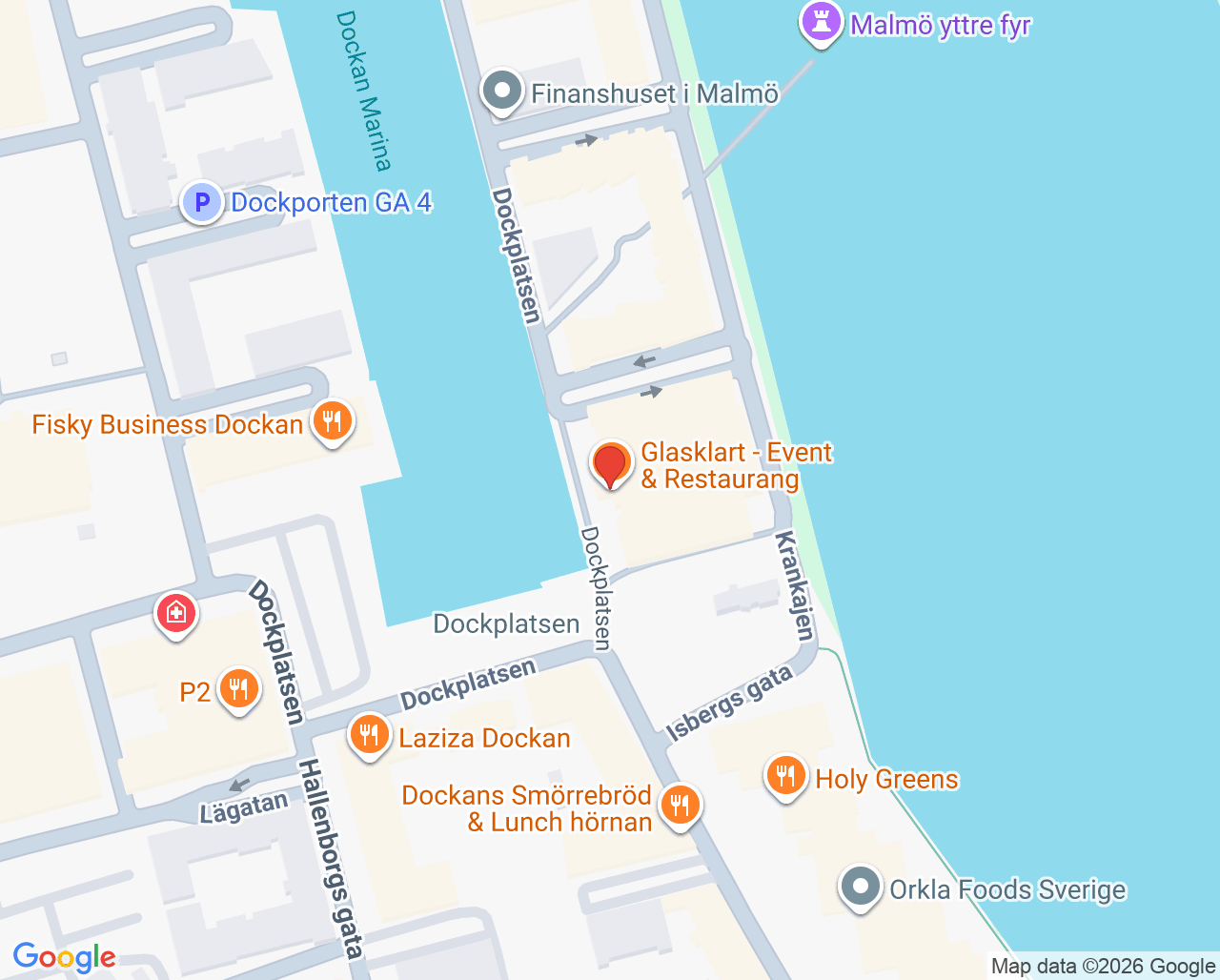 Karta till Blodbussen Malmö - Dockplatsen Västra hamnen