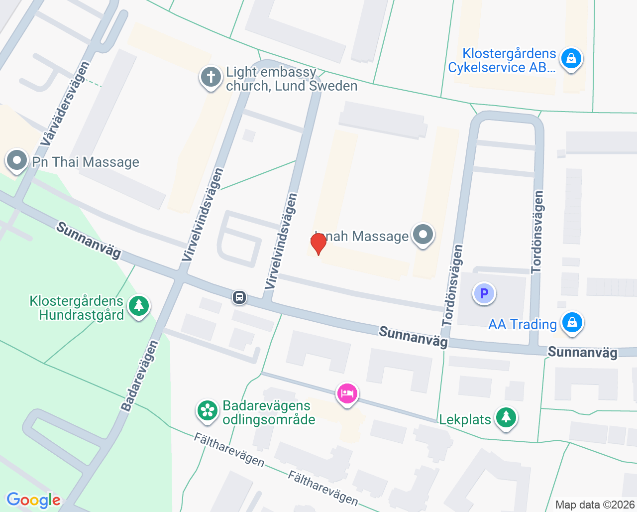 Karta till Tandvården Klostergården AB, Lund
