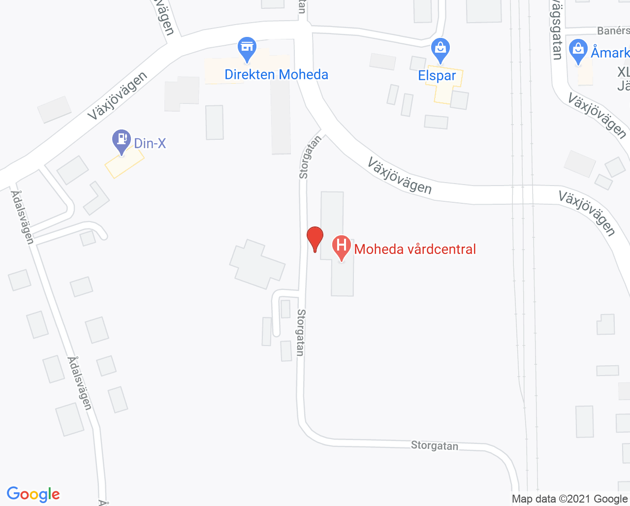 Karta till Barnavårdscentralen Moheda, Vårdcentralen Moheda