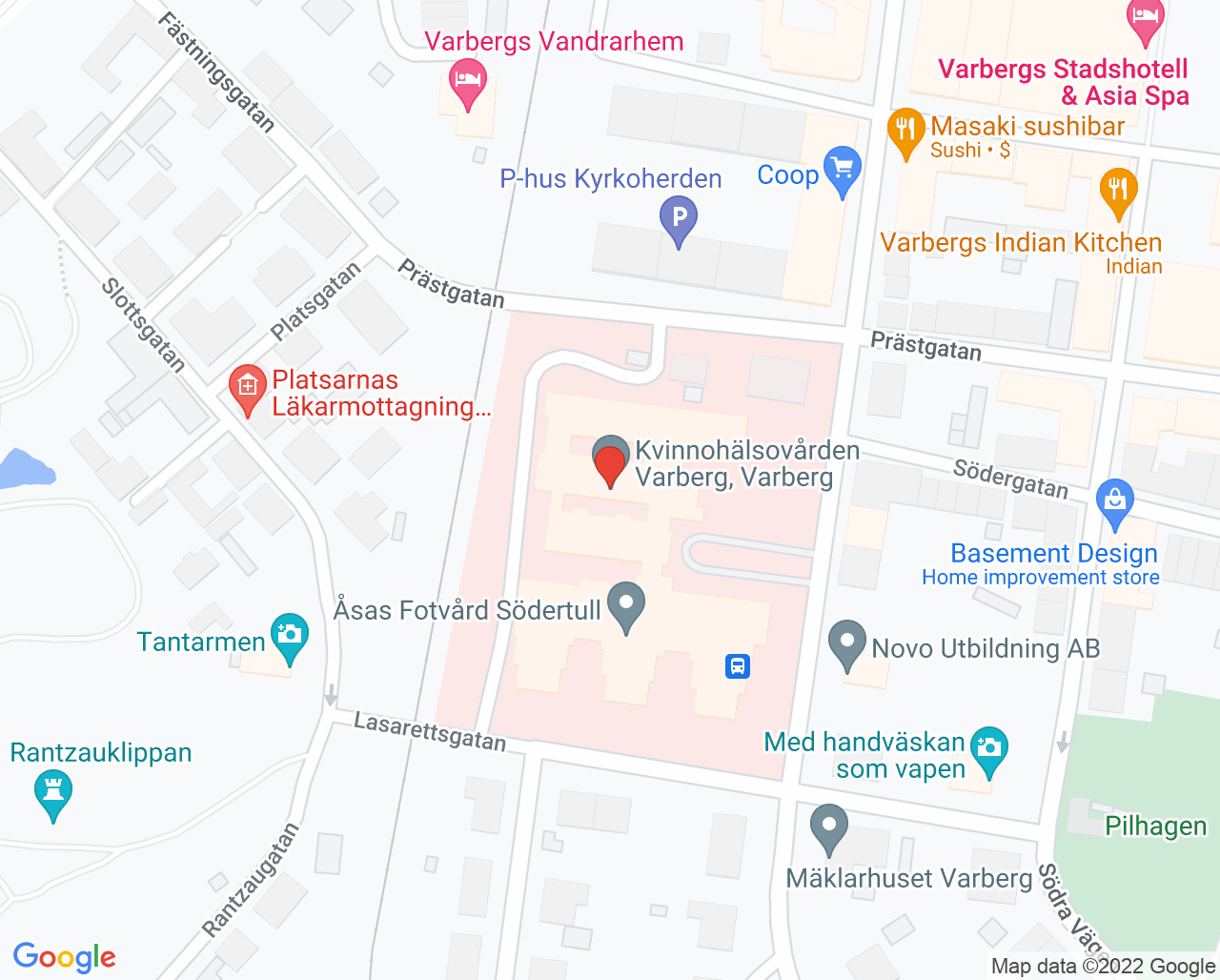 Karta till Distriktssköterskemottagningen Västra Vall, Varberg