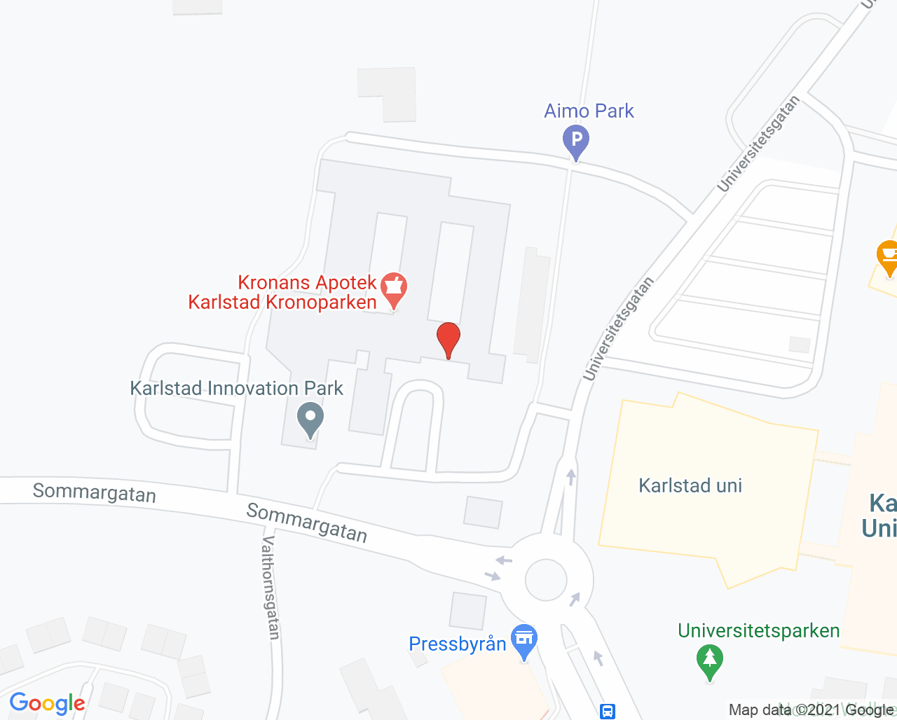 Karta till Arbetsterapimottagningen Kronoparken, Karlstad