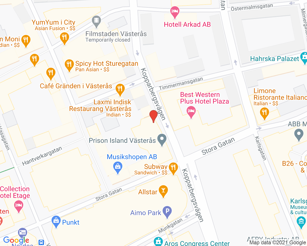 Karta till Närvården City Distriktssköterskemottagning, Västerås