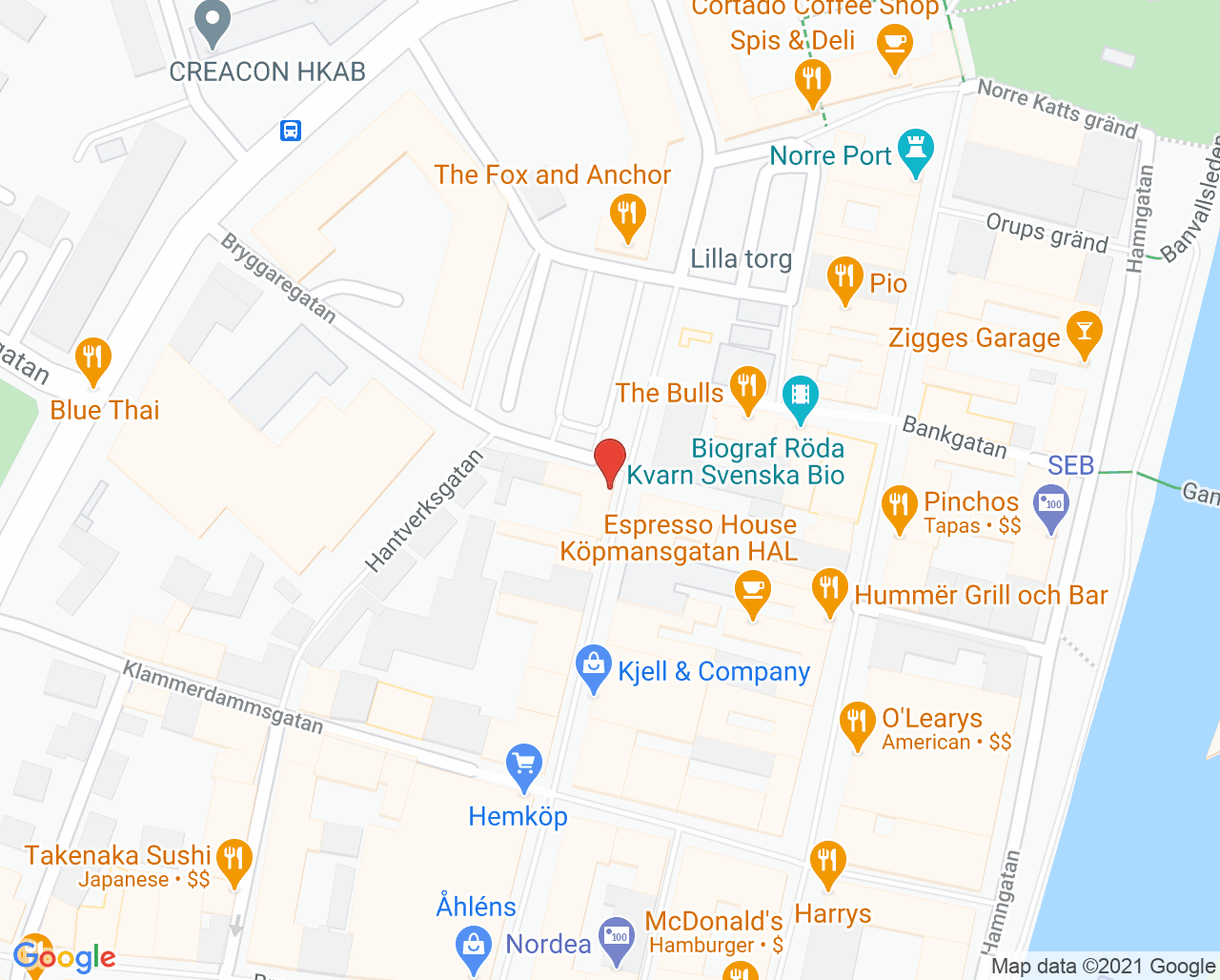 Karta till Vårdcentralen Hertig Knut, Halmstad