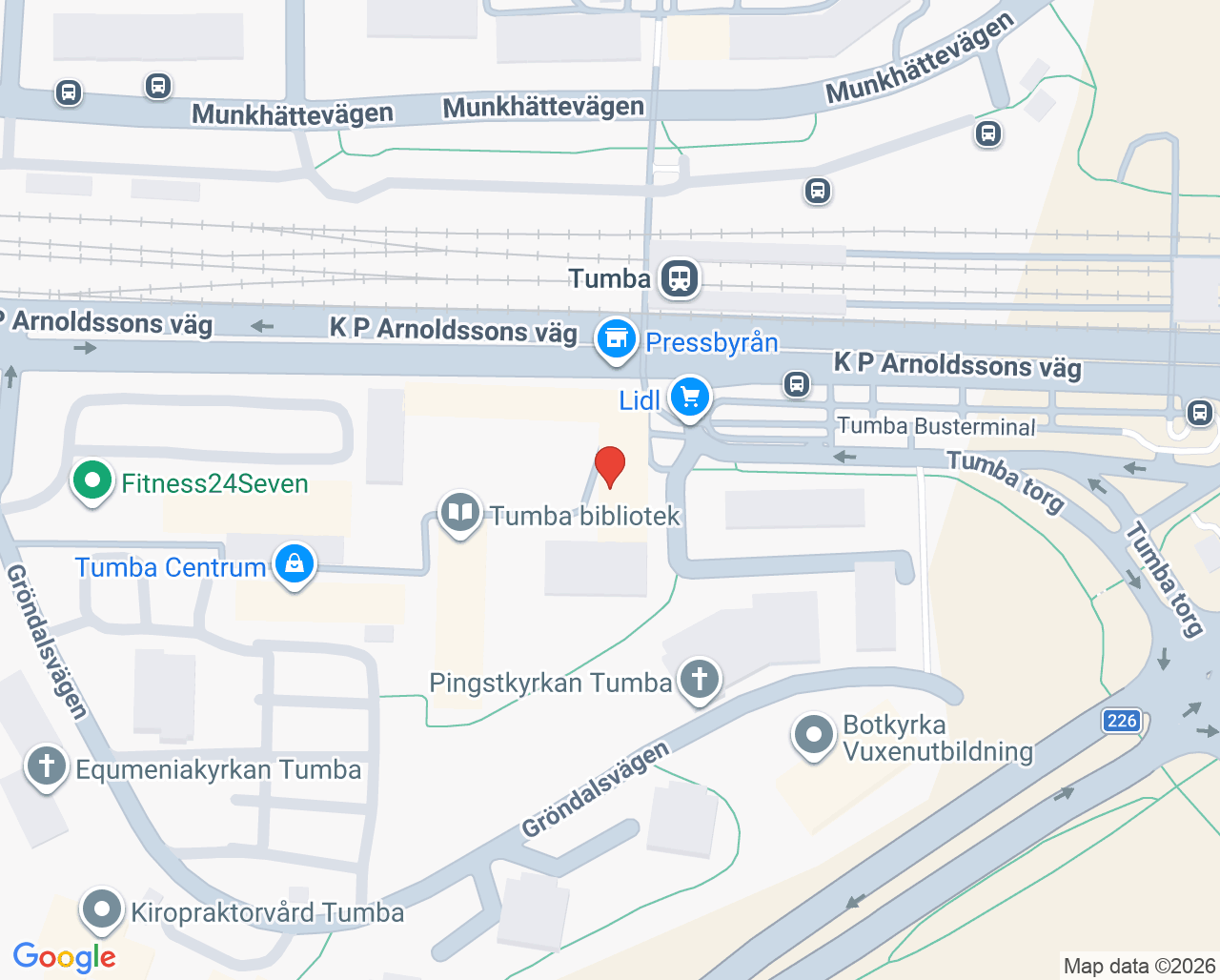 Karta till Synsam Tumba