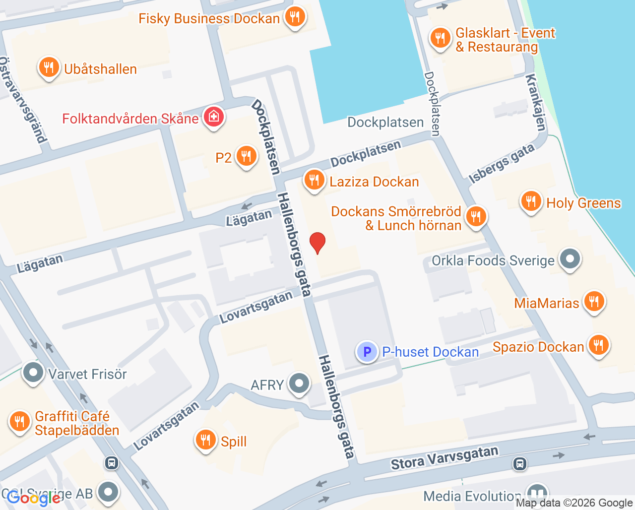 Karta till Capio Vårdcentral Malmö Västra Hamnen