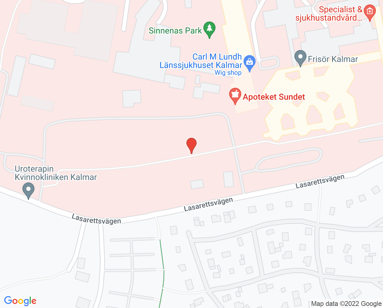 Karta till Ätstörningsmottagningen Kalmar
