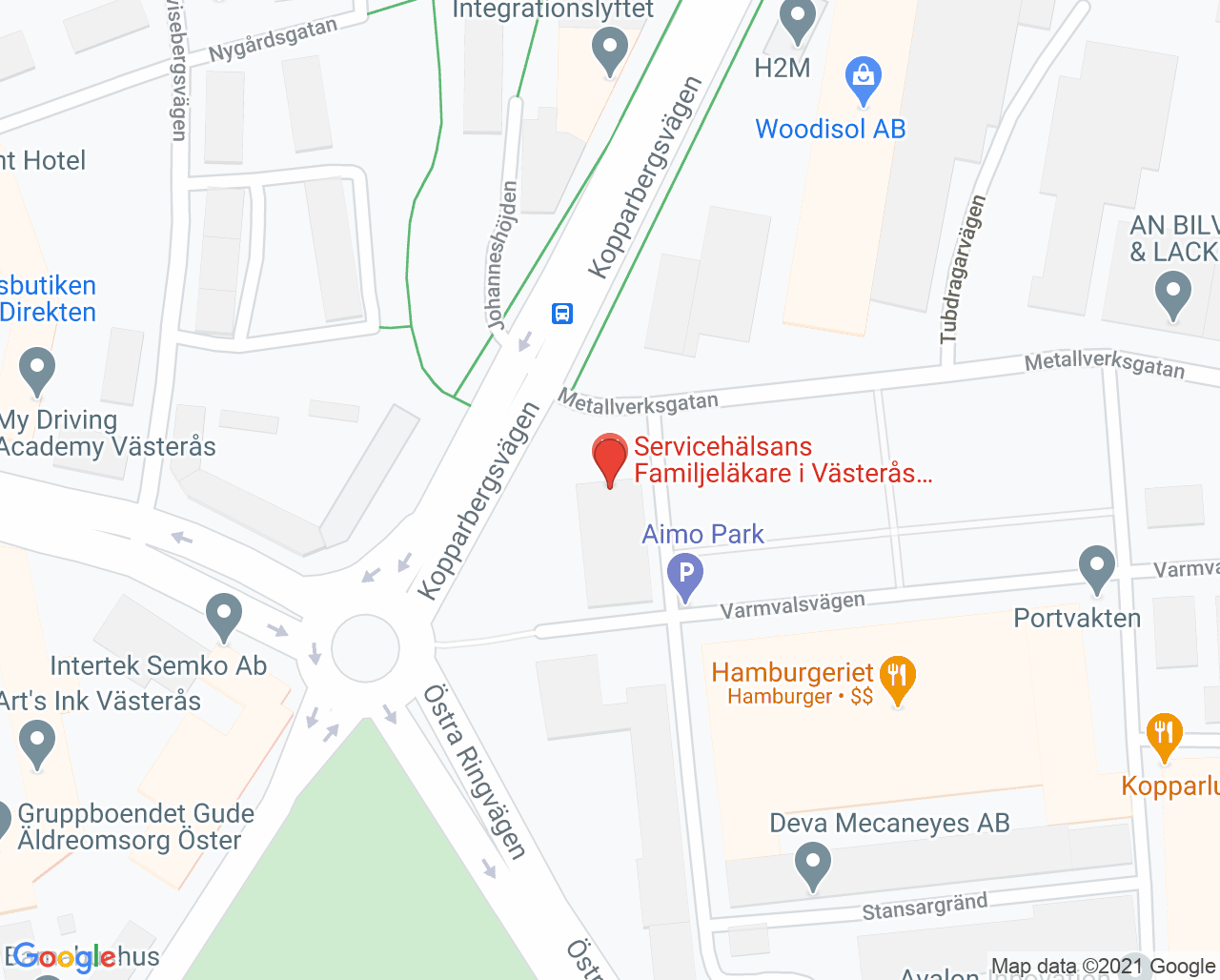 Karta till Servicehälsan Barnavårdscentral, Västerås