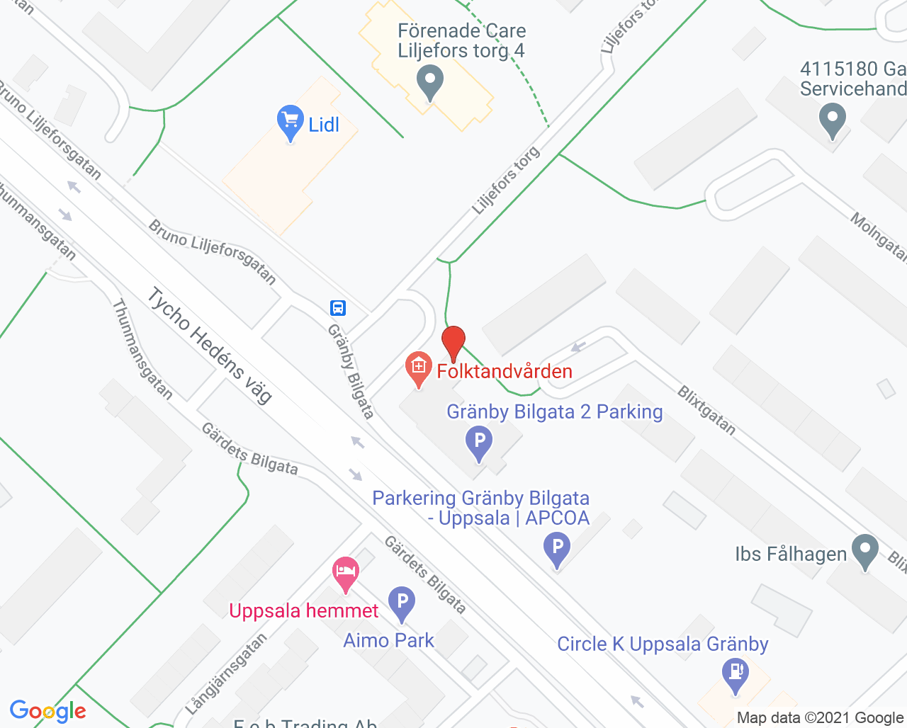 Karta till Barnavårdscental Liljeforstorgs vårdcentral