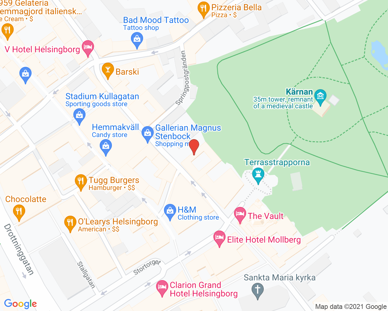 Karta till Familjeterapeuterna Syd i Helsingborg