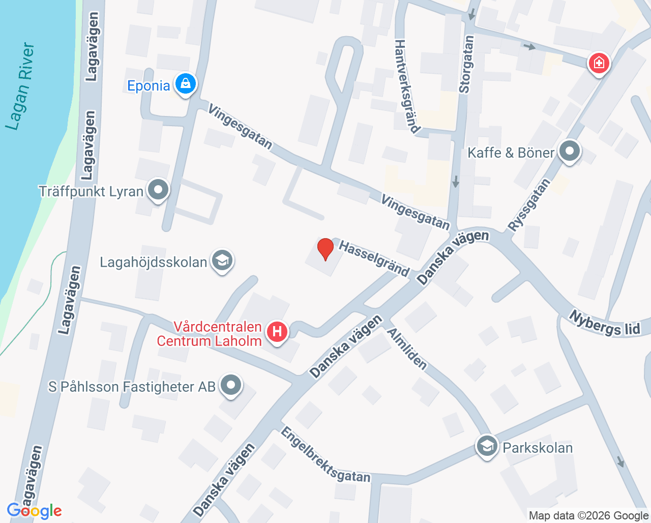 Karta till Arbetsterapin Centrum Laholm