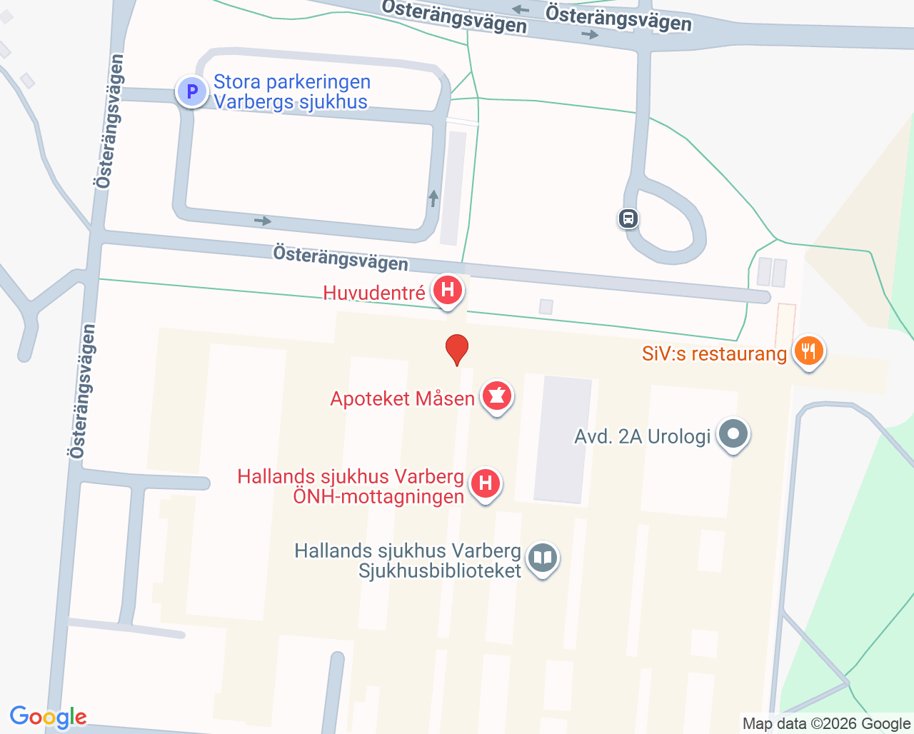 Karta till STI-mottagningen Hallands sjukhus Varberg