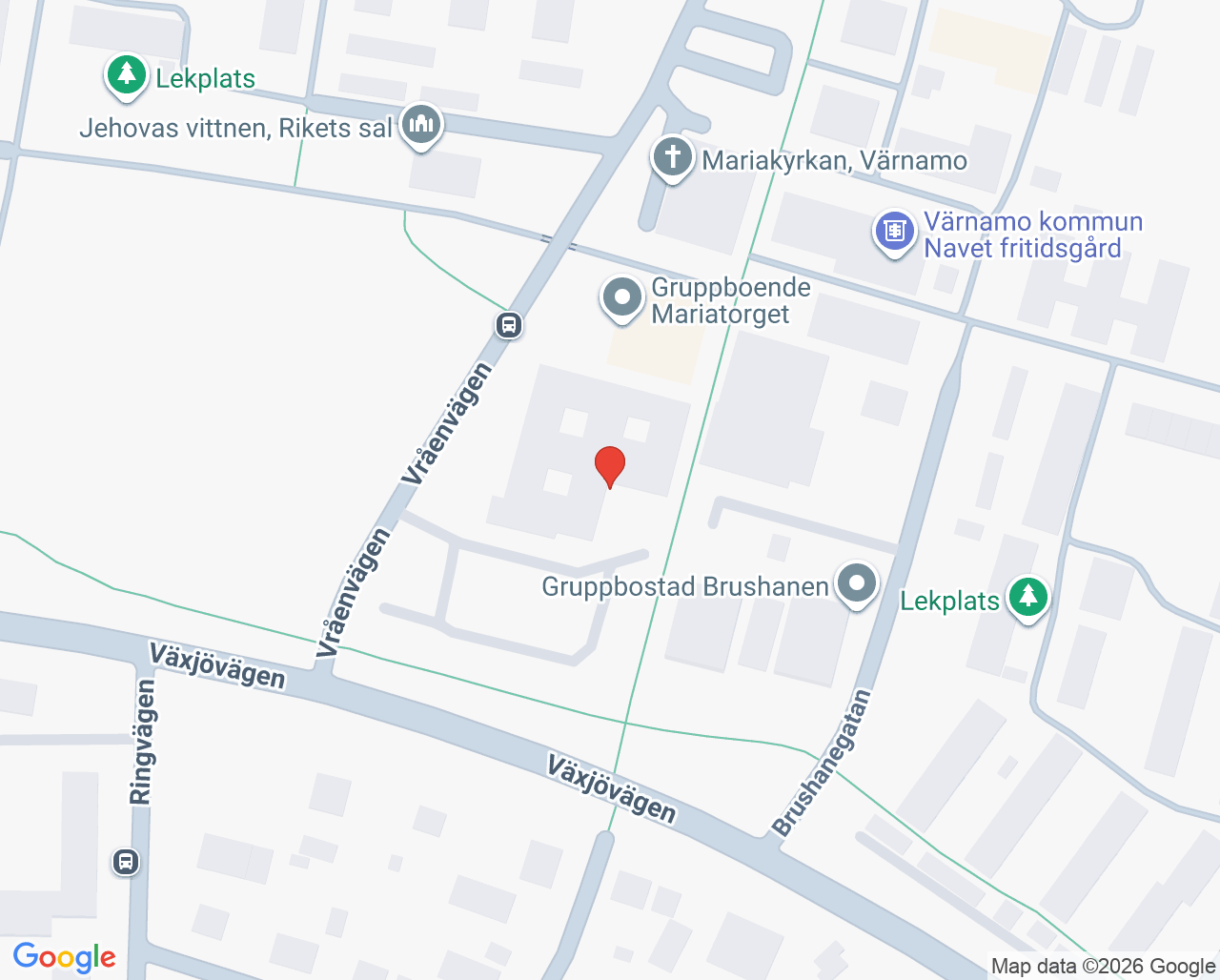 Karta till Bra Liv Vråen vårdcentral, Värnamo