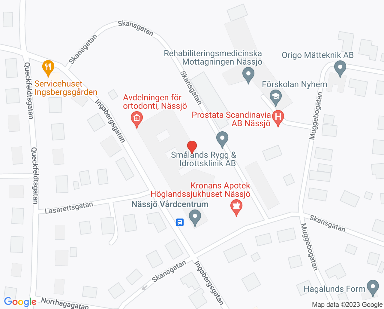 Karta till Bra Liv Nässjö vårdcentral