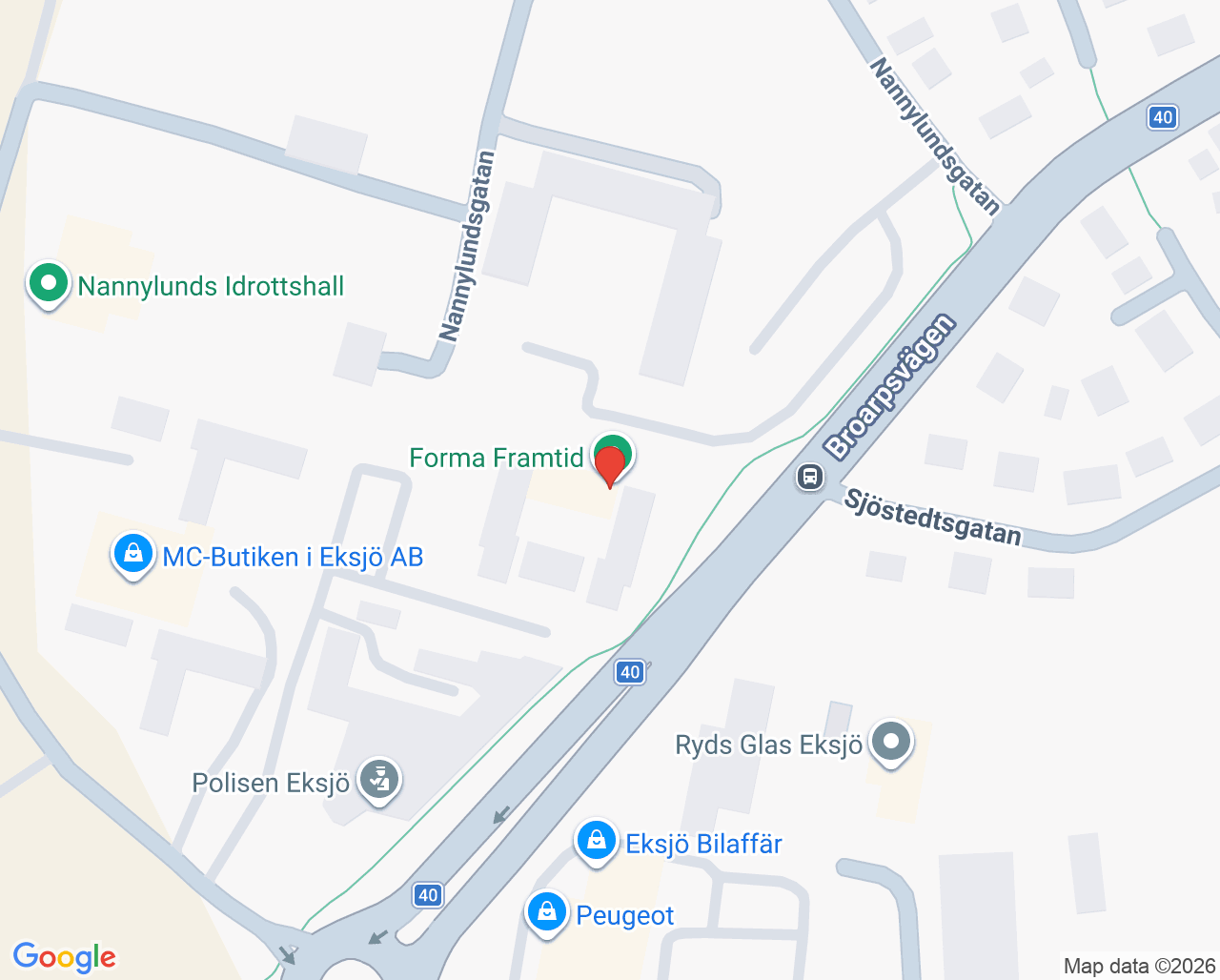 Karta till Fysio Funktion Bergander Eksjö