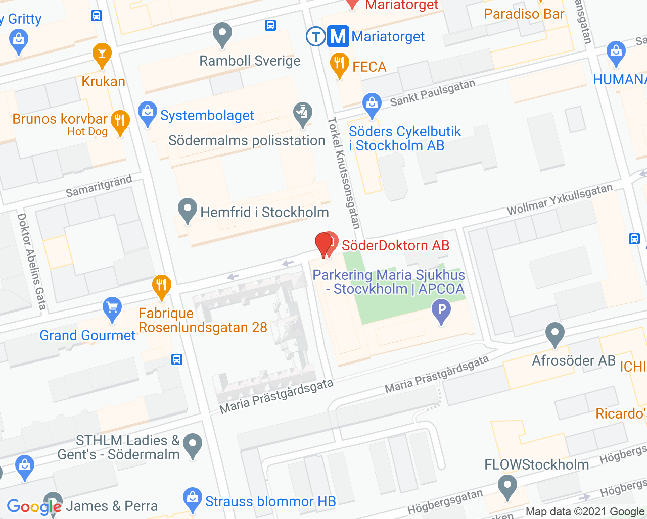 Karta till Meliva vårdcentral Söderdoktorn