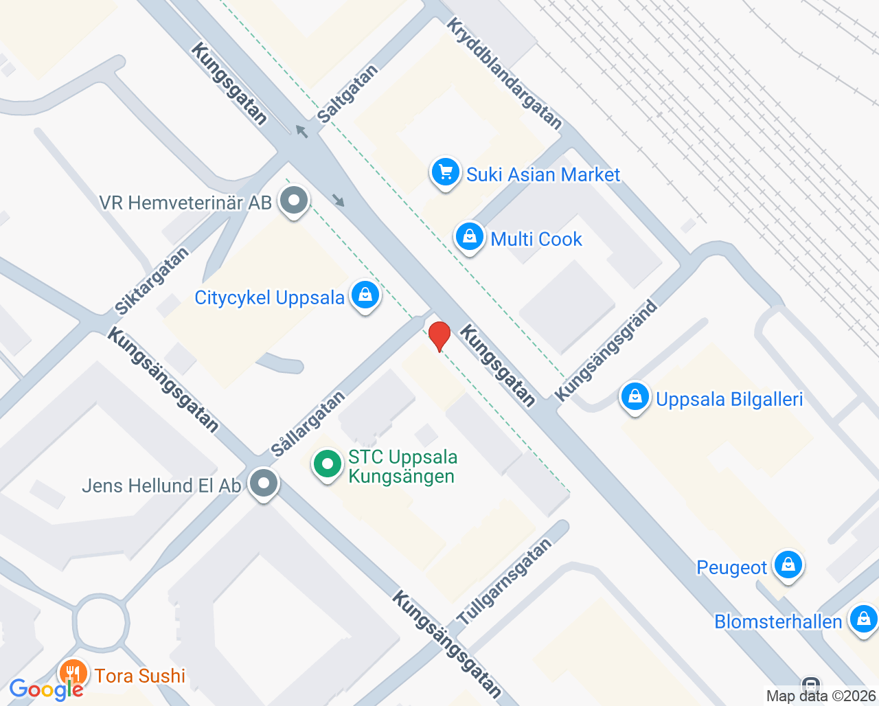 Karta till Åderbråcksklinikerna Uppsala