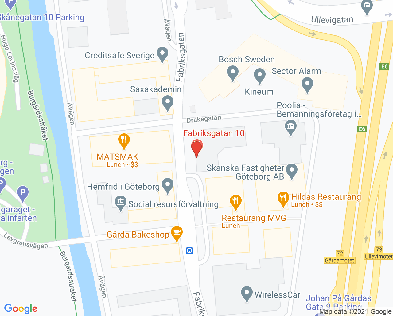 Karta till Göteborgs Hjärtmottagning Niklas Brywe, Göteborg