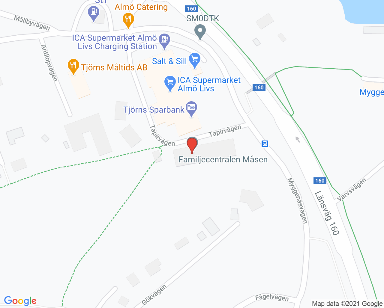 Karta till Capio Rehab Almö