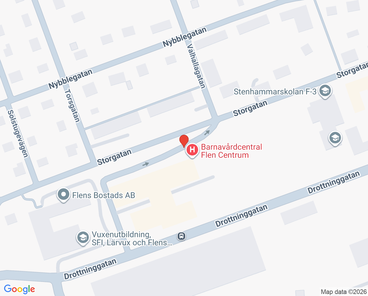 Karta till Barnavårdscentralen Familjecentralen Flen, Flen