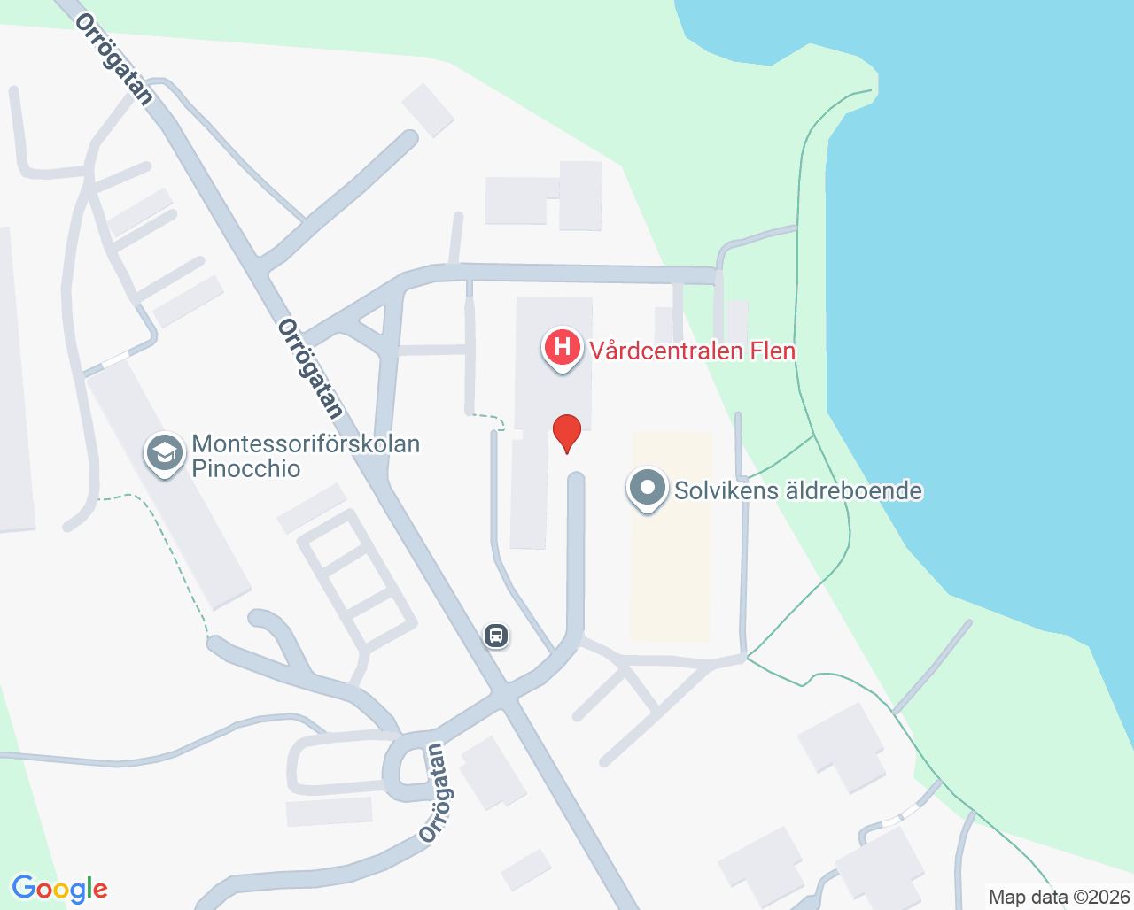Karta till Distriktssköterskemottagningen Vårdcentralen Flen, Flen