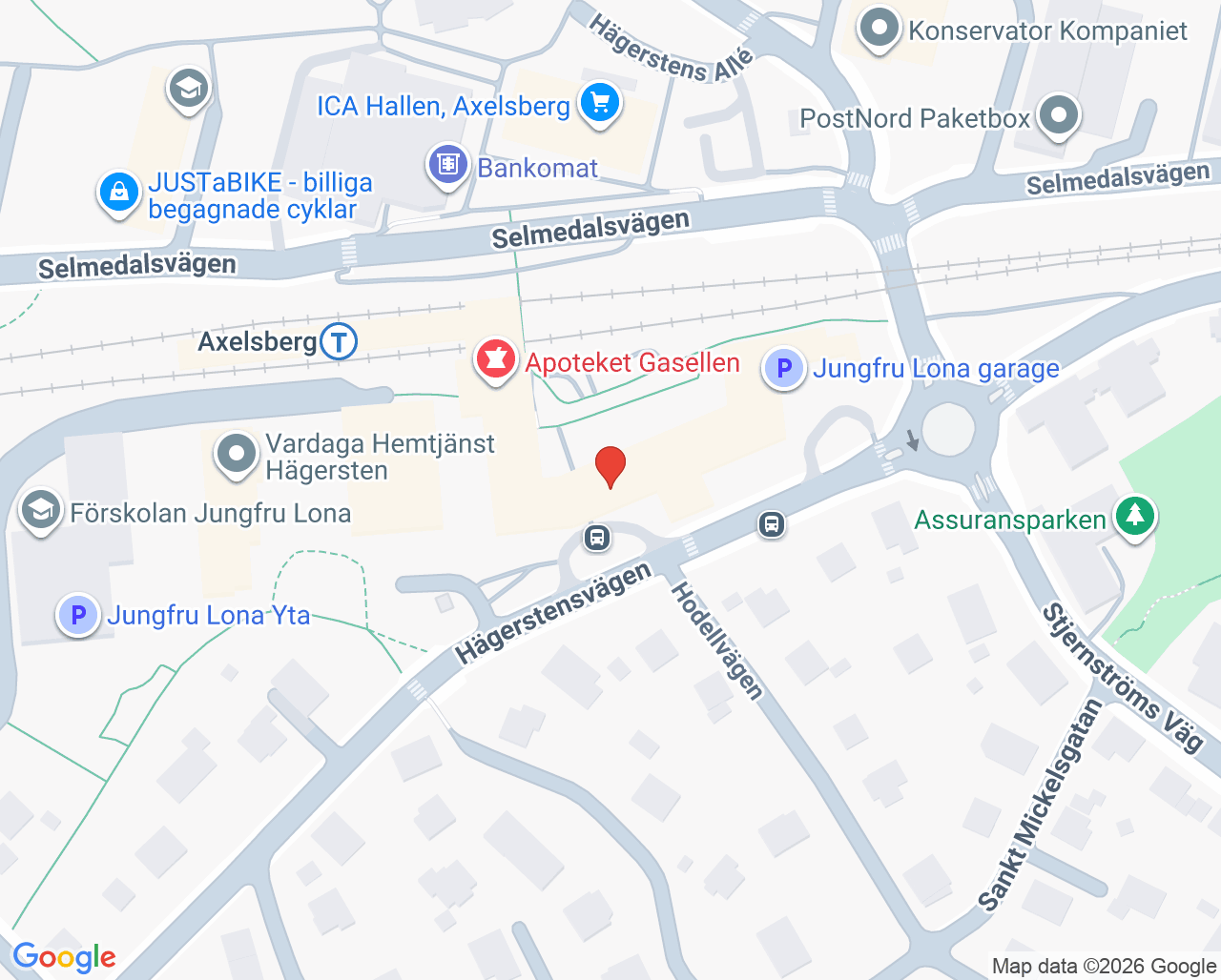 Karta till Axelsbergs vårdcentral