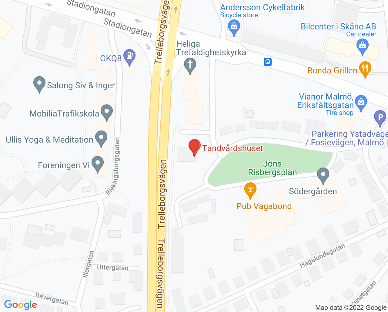 Karta till Tandvårdshuset, Malmö
