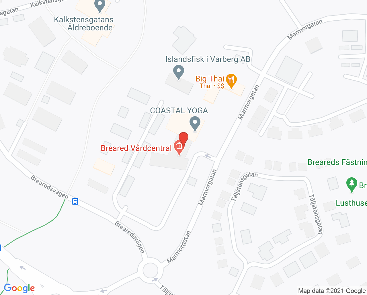 Karta till Barnavårdscentralen Breared, Varberg