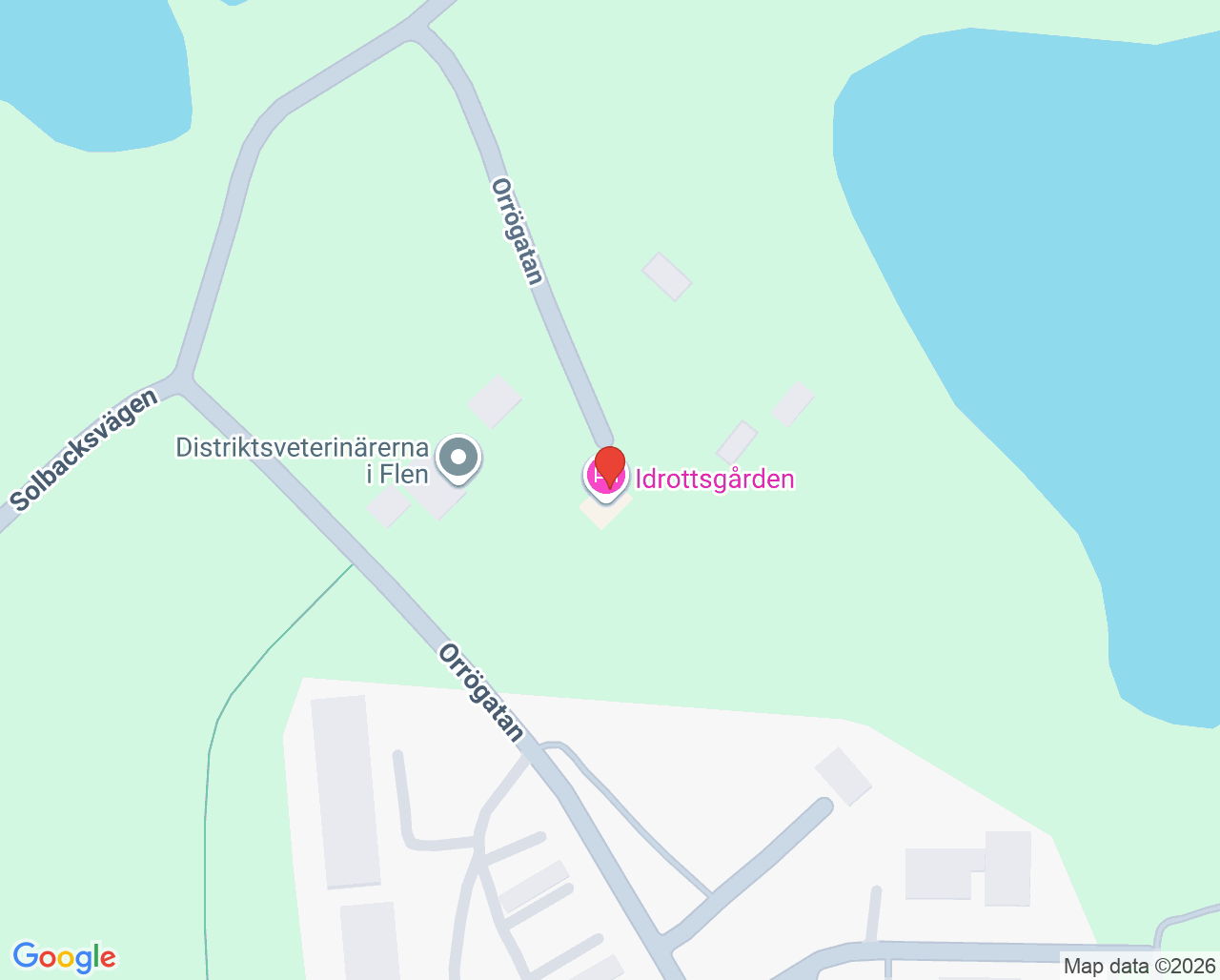 Karta till Idrottsgårdens Sjukgymnastik, Flen