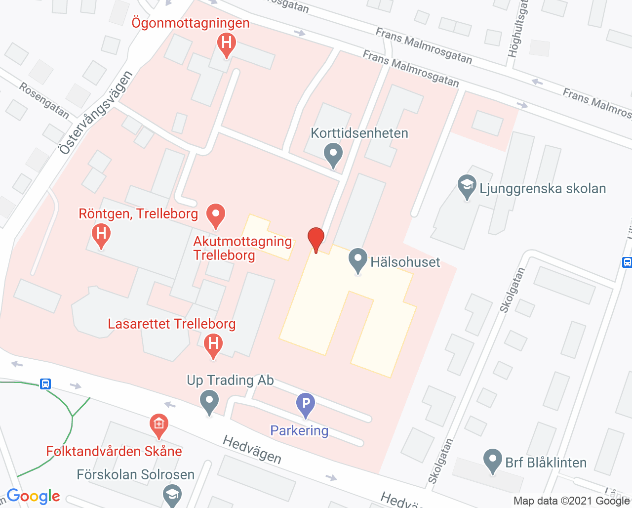 Karta till Vuxenpsykiatrimottagning Trelleborg