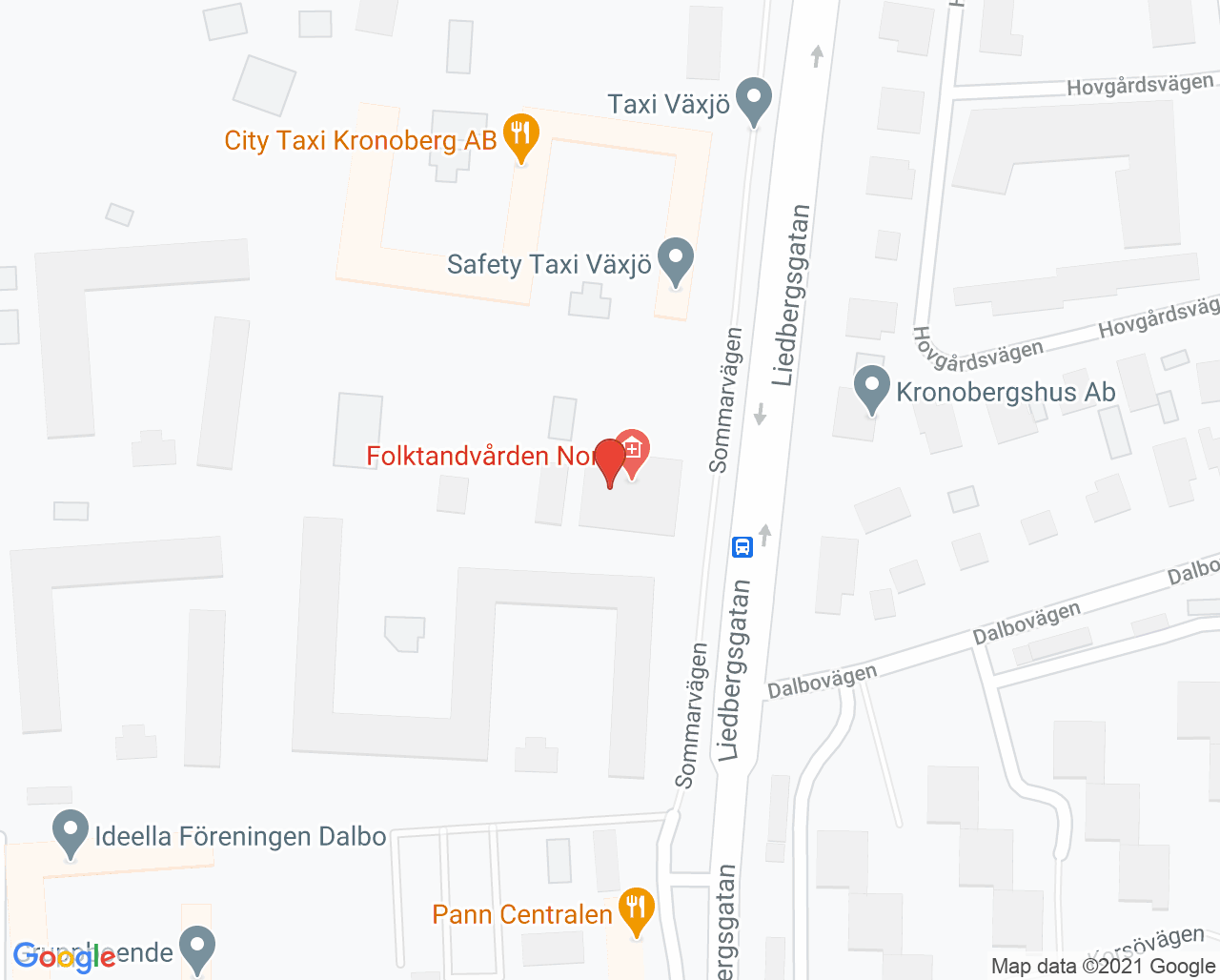 Karta till Folktandvården Norr, Växjö