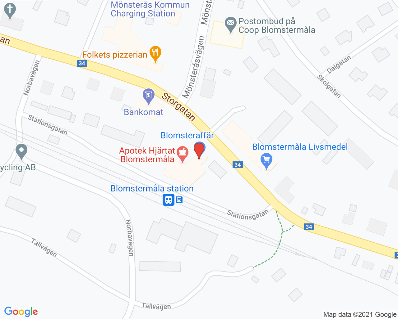 Karta till Blomstermåla hälsocentral