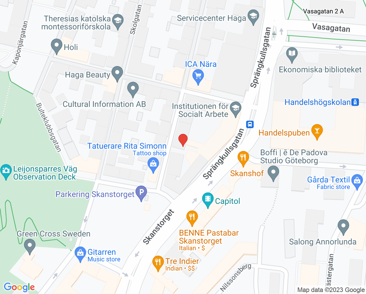 Karta till Kvarterskliniken Husaren, Centrum